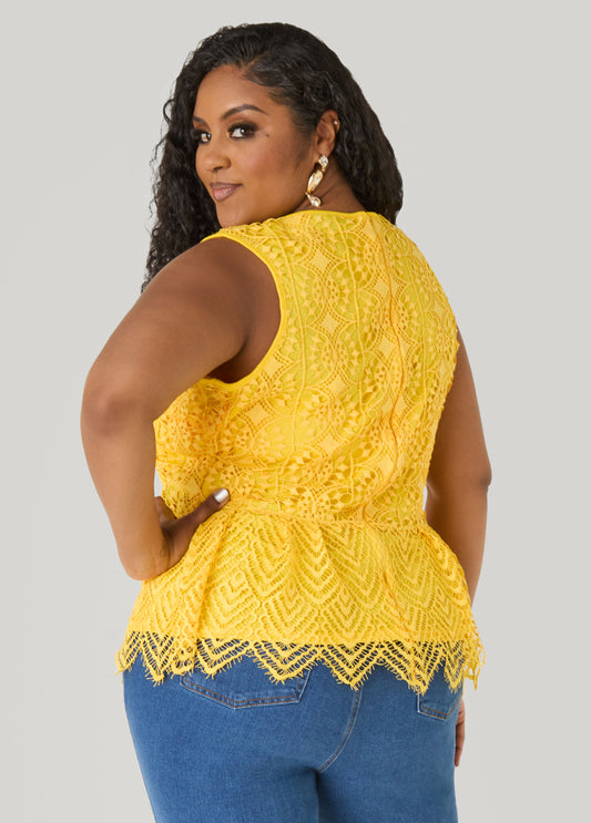 Guipure Lace Peplum Top