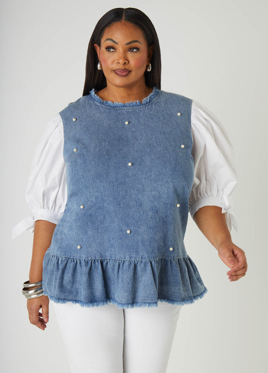 Plus Size denim top plus size layered top plus size trendy fashion tops