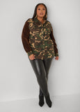 Velvet Paneled Camo Twill Shirt