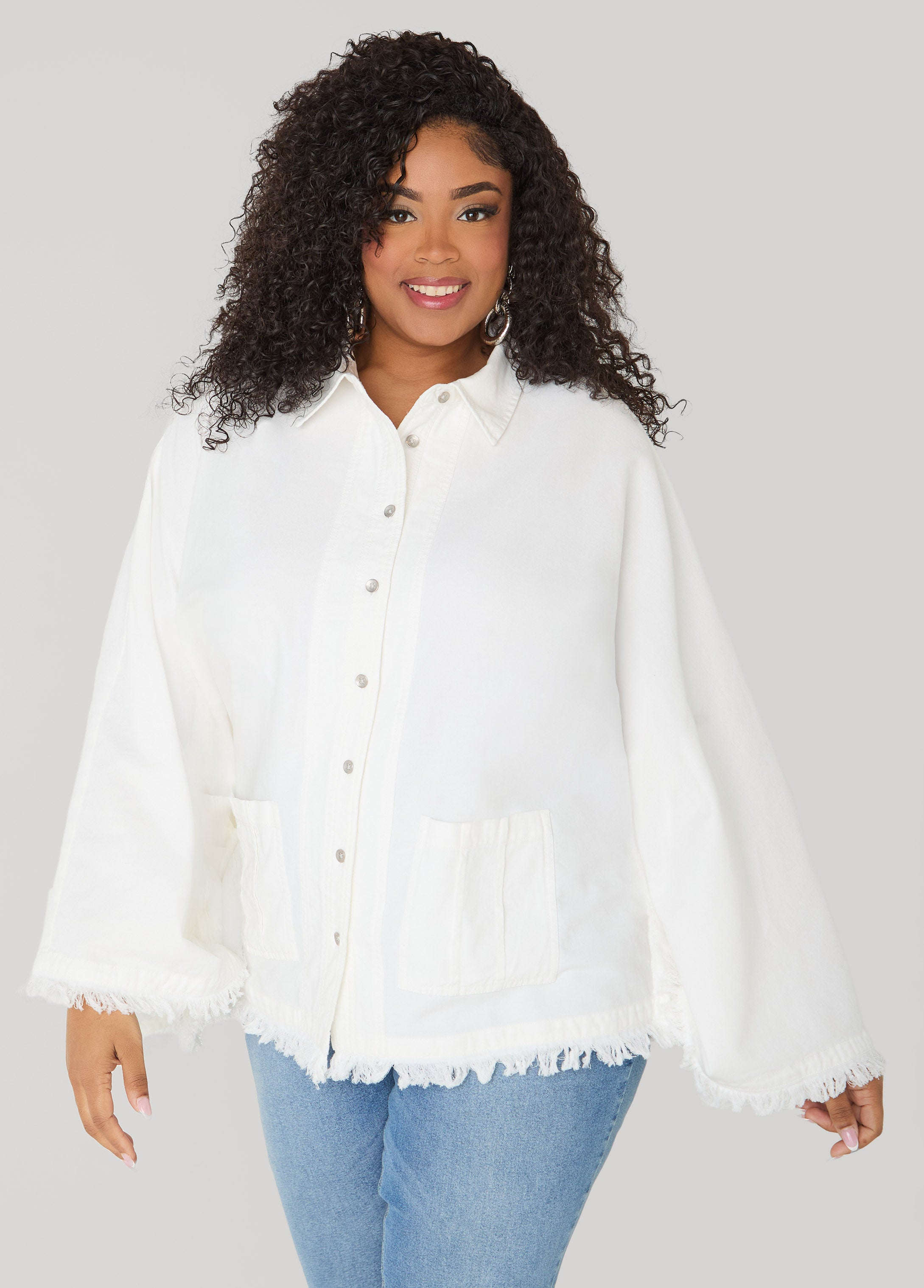 Plus Size Denim Poncho White Jean Cape Plus Size Top