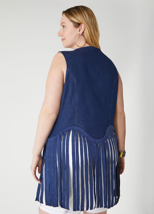 Fringed Denim Top