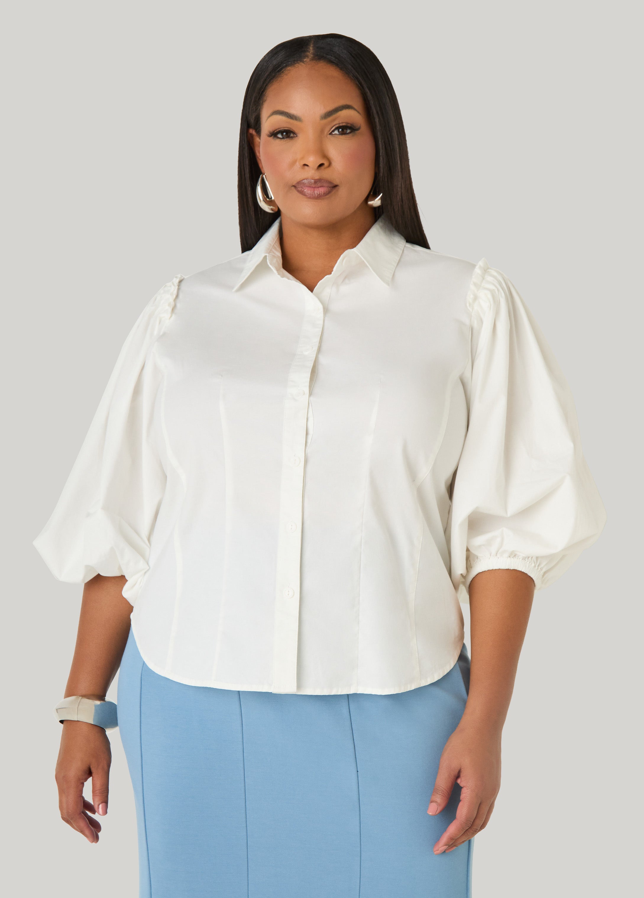Puff Sleeve Poplin Shirt