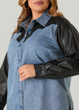 Faux Leather And Denim Shirt