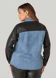 Faux Leather And Denim Shirt