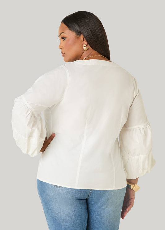 Bubble Sleeve Poplin Shirt