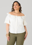 Puff Sleeve Off The Shoulder Shirt