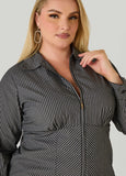 Corset Detailed Pinstriped Shirt