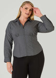 Corset Detailed Pinstriped Shirt
