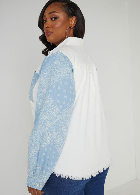 Bandanna Print Denim Shirt