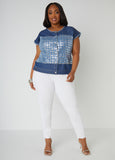 Distressed Embellished Denim Shirt
