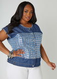 Distressed Embellished Denim Shirt