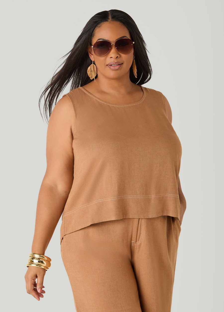 Plus Size Linen Blend Top