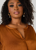 V Neck Crushed Satin Shirt