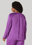 V Neck Crushed Satin Shirt