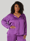 V Neck Crushed Satin Shirt