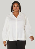 Stretch Cotton Poplin Peplum Shirt