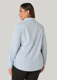 Striped Cotton Blend Poplin Shirt