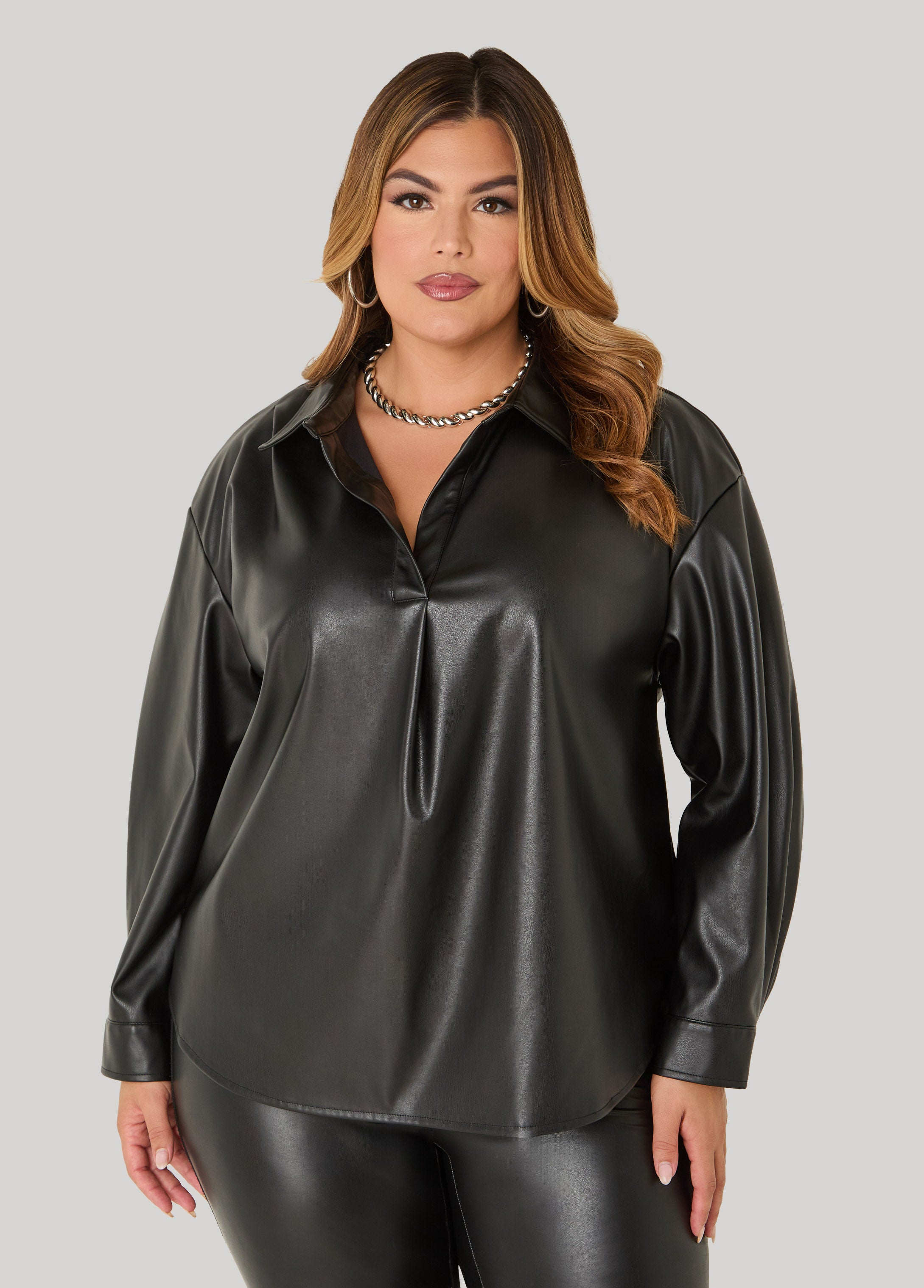Faux Leather Top