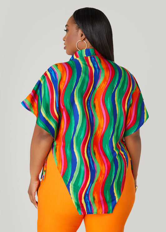 Swirl Print Open Sides Shirt