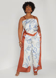 Shirred Floral Satin Top