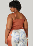 Shirred Floral Satin Top