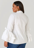 Tiered Sleeve Cotton Blend Shirt
