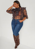 Plaid Organza Blouse