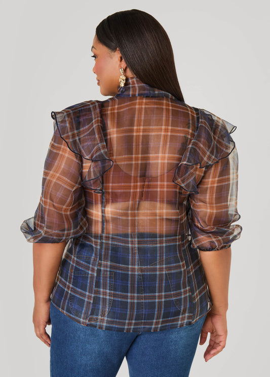 Plaid Organza Blouse