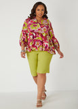 Textured Floral Print Blouse