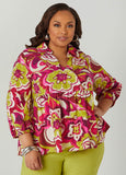 Plus Size Textured Floral Print Blouse