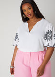Floral Balloon Sleeve Blouse