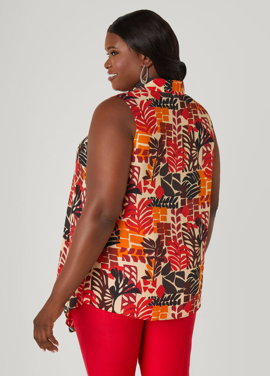 Leaf Print Handkerchief Shirt