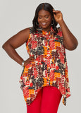 Plus Size Leaf Print Handkerchief Shirt