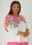 Plus Size Cutout Floral Print Shirt