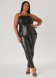 Strapless Faux Leather Bustier Top