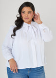 Pleated Tie Neck Shirt