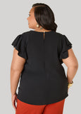 Textured Ruffle Sleeved Top