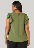 Textured Ruffle Sleeved Top