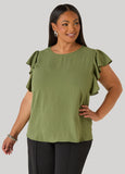 Textured Ruffle Sleeved Top