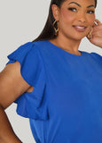 Textured Ruffle Sleeved Top