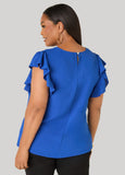 Textured Ruffle Sleeved Top