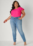 Textured Ruffle Sleeved Top