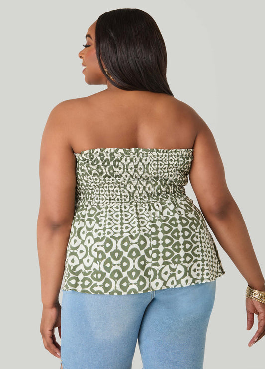 Printed Strapless Handkerchief Top