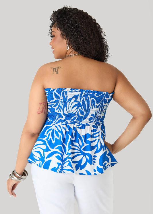 Printed Strapless Handkerchief Top