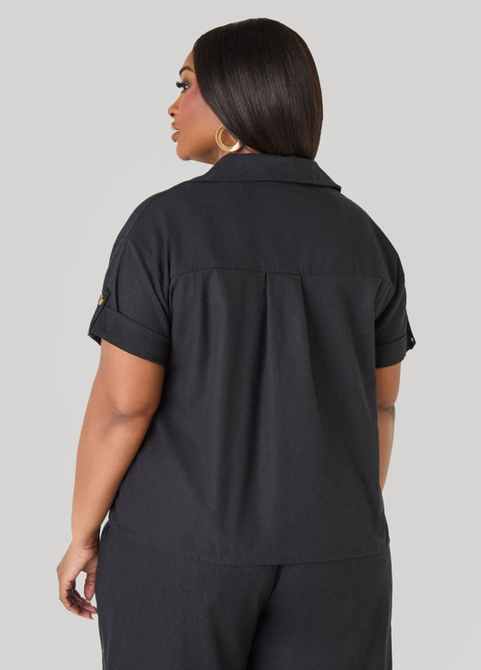 Cuffed Button Front Shirt