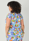 Printed Button Front Cropped Shirt