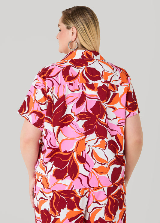 Floral Boxy Cropped Shirt