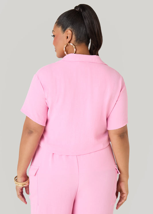 Drawstring Cropped Shirt