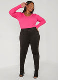 Pintucked Faux Suede Leggings