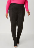 Pintucked Faux Suede Leggings